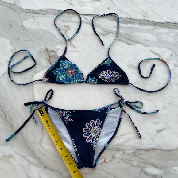 EMILIO PUCCI BLUE MULTI FLORAL BIKINI SIZE SIZE 42 / US 8 - Picture 13 of 16